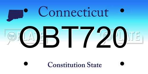 OBT720 Connecticut License Plate