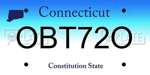 OBT72O Connecticut License Plate