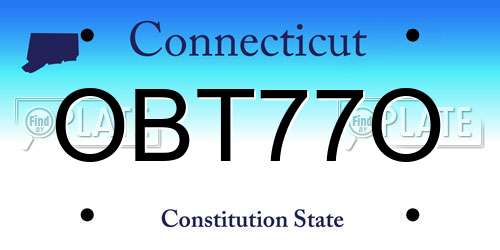 OBT77O Connecticut License Plate