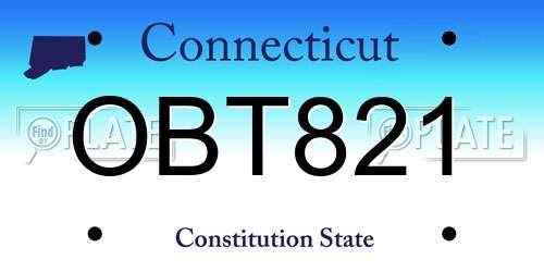 OBT821 Connecticut License Plate
