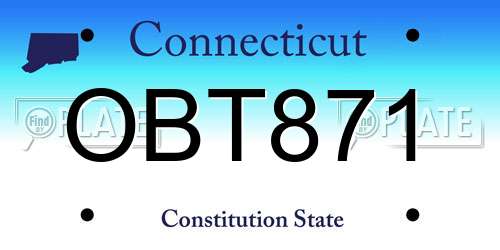 OBT871 Connecticut License Plate