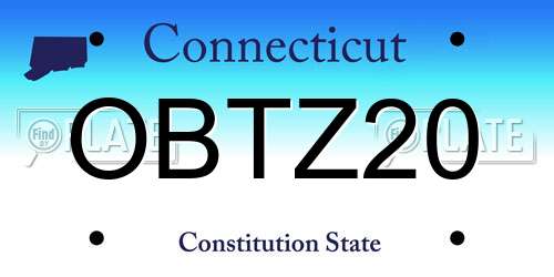 OBTZ20 Connecticut License Plate