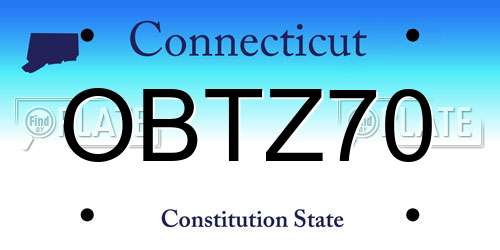 OBTZ70 Connecticut License Plate