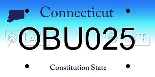OBU025 Connecticut License Plate
