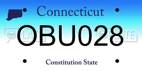 OBU028 Connecticut License Plate