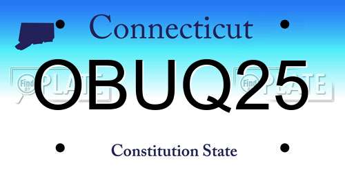 OBUQ25 Connecticut License Plate
