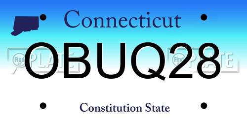 OBUQ28 Connecticut License Plate