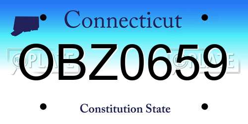 OBZ0659 Connecticut License Plate