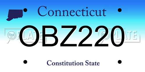 OBZ220 Connecticut License Plate