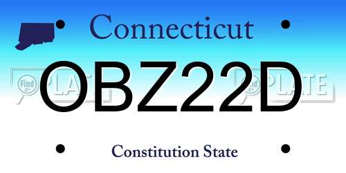 OBZ22D Connecticut License Plate