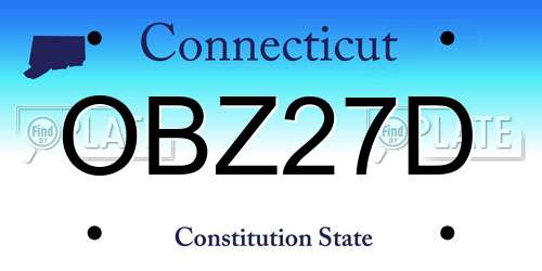 OBZ27D Connecticut License Plate