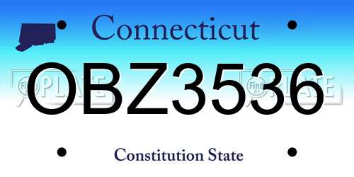 OBZ3536 Connecticut License Plate