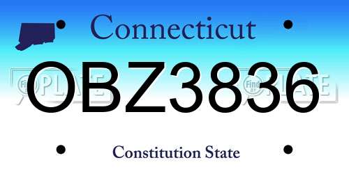OBZ3836 Connecticut License Plate