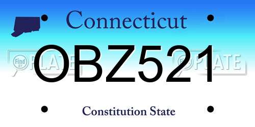 OBZ521 Connecticut License Plate