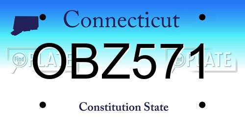 OBZ571 Connecticut License Plate