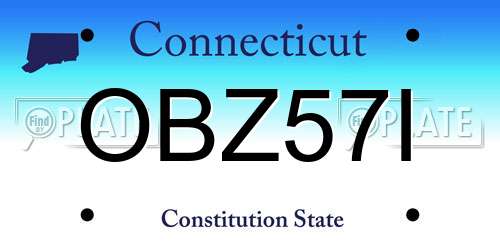 OBZ57I Connecticut License Plate