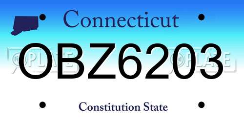 OBZ6203 Connecticut License Plate