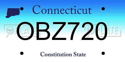 OBZ720 Connecticut License Plate