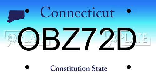 OBZ72D Connecticut License Plate