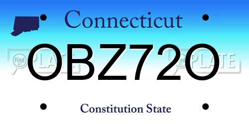 OBZ72O Connecticut License Plate