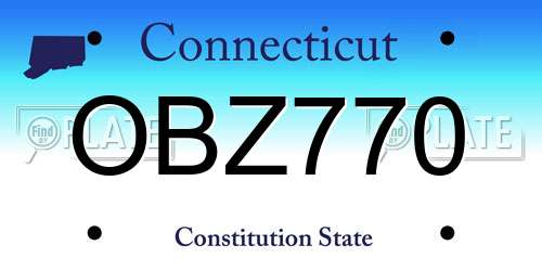 OBZ770 Connecticut License Plate