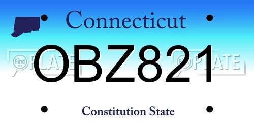 OBZ821 Connecticut License Plate
