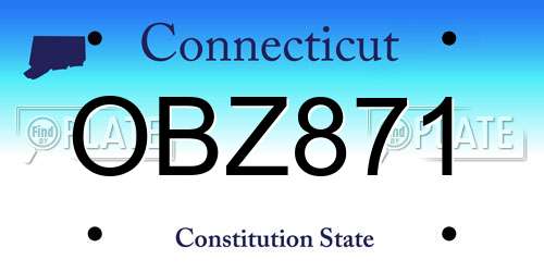 OBZ871 Connecticut License Plate