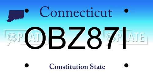 OBZ87I Connecticut License Plate
