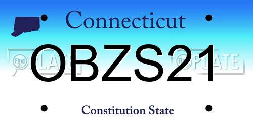 OBZS21 Connecticut License Plate