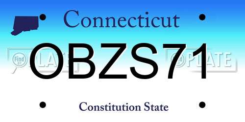 OBZS71 Connecticut License Plate