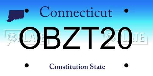 OBZT20 Connecticut License Plate
