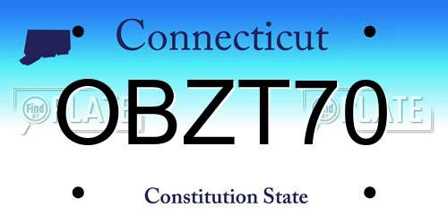 OBZT70 Connecticut License Plate