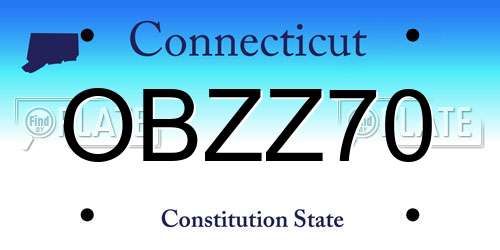 OBZZ70 Connecticut License Plate