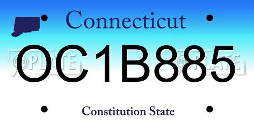 OC1B885 Connecticut License Plate
