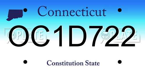 OC1D722 Connecticut License Plate