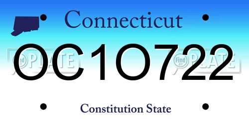 OC1O722 Connecticut License Plate