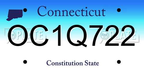 OC1Q722 Connecticut License Plate
