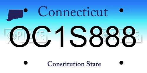 OC1S888 Connecticut License Plate