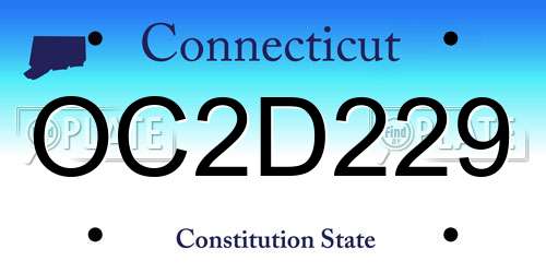 OC2D229 Connecticut License Plate