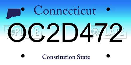 OC2D472 Connecticut License Plate