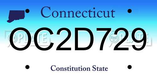 OC2D729 Connecticut License Plate