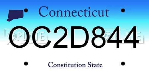 OC2D844 Connecticut License Plate