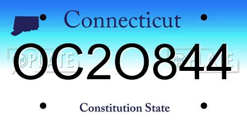 OC2O844 Connecticut License Plate