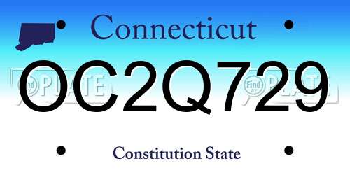 OC2Q729 Connecticut License Plate