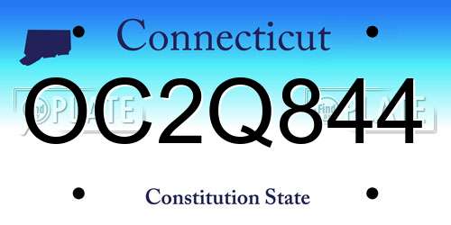 OC2Q844 Connecticut License Plate