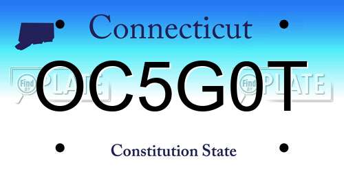 OC5G0T Connecticut License Plate