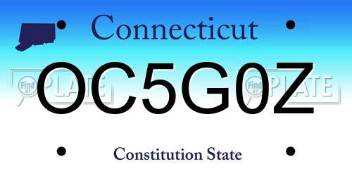 OC5G0Z Connecticut License Plate