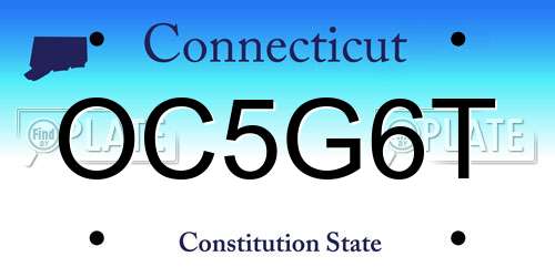 OC5G6T Connecticut License Plate