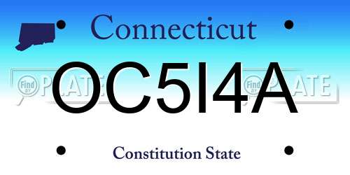 OC5I4A Connecticut License Plate