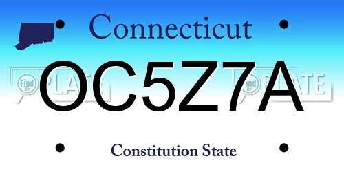 OC5Z7A Connecticut License Plate